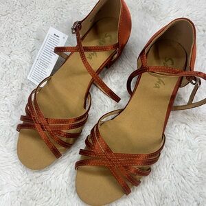 New Sansha Frank Duval Ballrom Ladies Leather sole  Ligne Danse  Shoes Size 10
